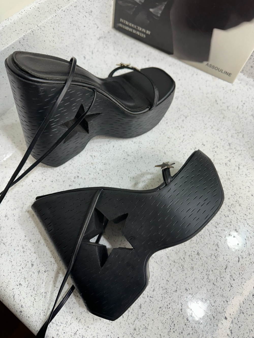 Black Platform Lace-Up Women's Sandals
